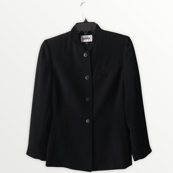 NWOT - Kasper - Two Piece Black Pinstripe Skirt Suit - Picture 1 of 15